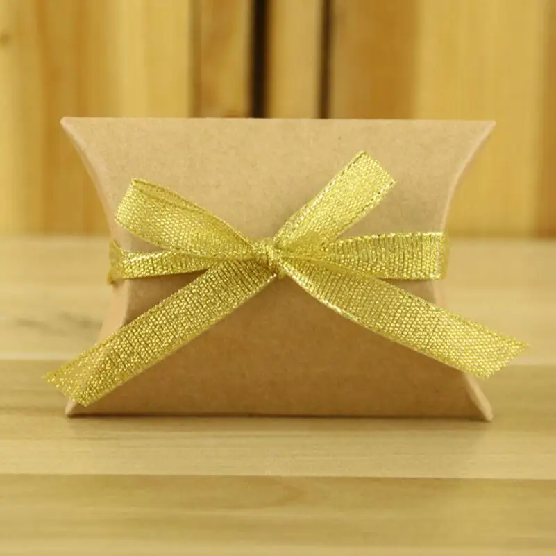 

100Pcs/lot Cute Pillow Ribobn Box Sweet Gift Boxes Wedding Anniversary Birthday Party Favour Candy Boxes