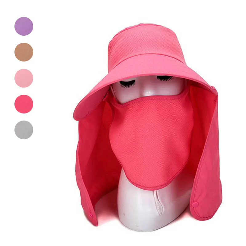 Newly Summer Women Sun Hat Removable Neck Face Flap Farmer UV Protection Cap for Outdoor Fishing VK-ING