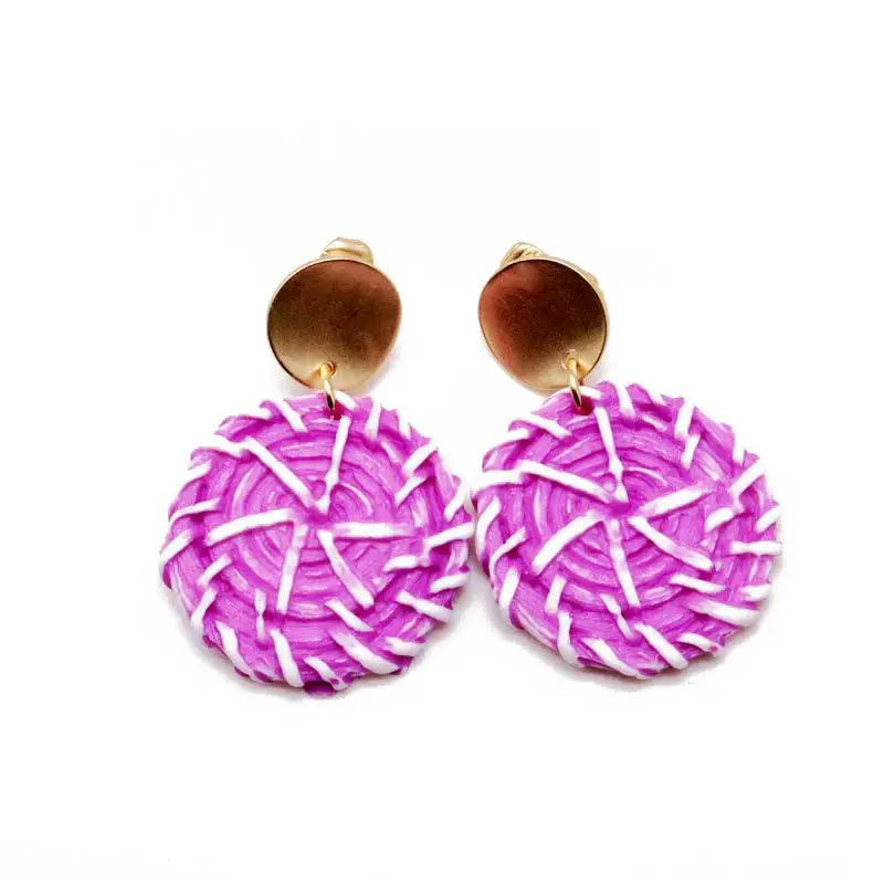 

Free Shipping Sweet Pink Resin Round Cute Clip Earring