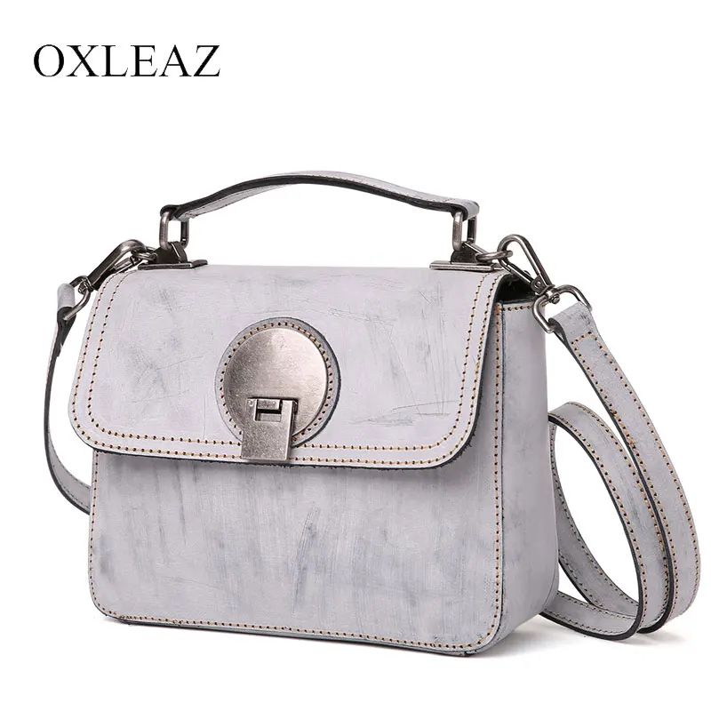 

OXLEAZ Luxury 2019 Small Handbags Female Top-handle Hand Shoulder Bag Genuine Leather Bags for Women bolsos mujer cuero genuino