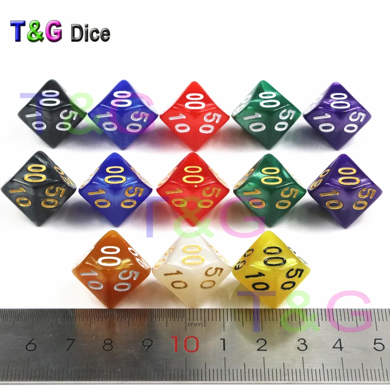 Совершенно D10(00-90) игральные кости для Rpg Подземелья и Драконы 10 лиц насыщенных цветов Настольная игра Dnd