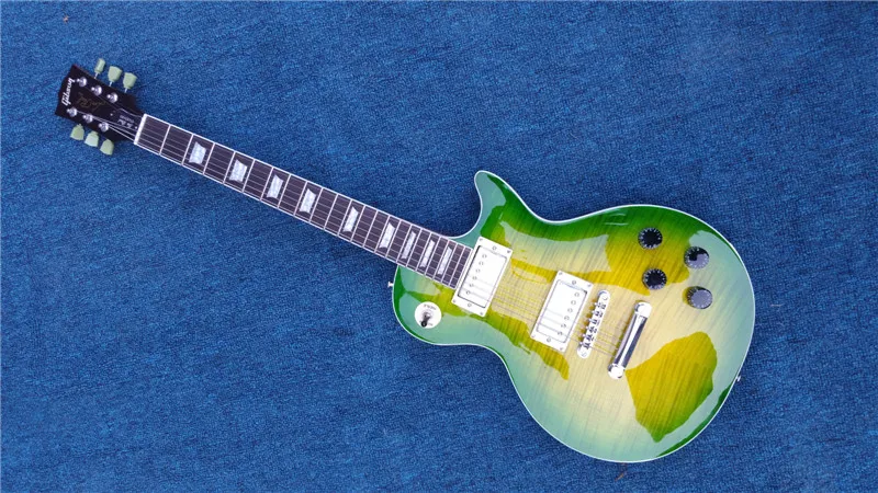 

2016 standard guitar custom shop vintage green flame LP completed the electrical contacts frets Mahogany head body a timber
