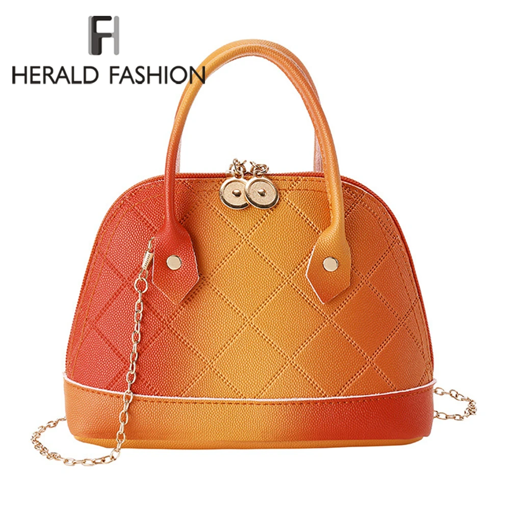 

Herald Fashion Plaid Women Handbag Quality Leather Chain Female Shoulder Bag Small Top-Handle Shell Bag Ladies' Crossbody Bag