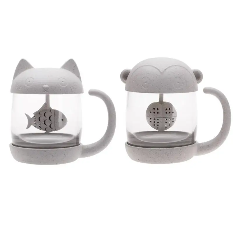 

250ML Cat/Monkey Tea Strainer Tea Infuser Cup Grasses Mug Teapot Teabags for Tea Coffee Filter Drinkware Kitchen Accessaries