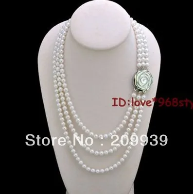 

huij 001151 7-8mm Pretty shell flower clasp Genuine High Grade Natural Fw pearl Necklace