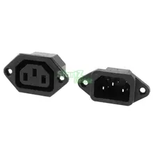 2 Pcs IEC C14 C13 3 Pin Chassis Panel Mount Plug Connector AC 250V 10A