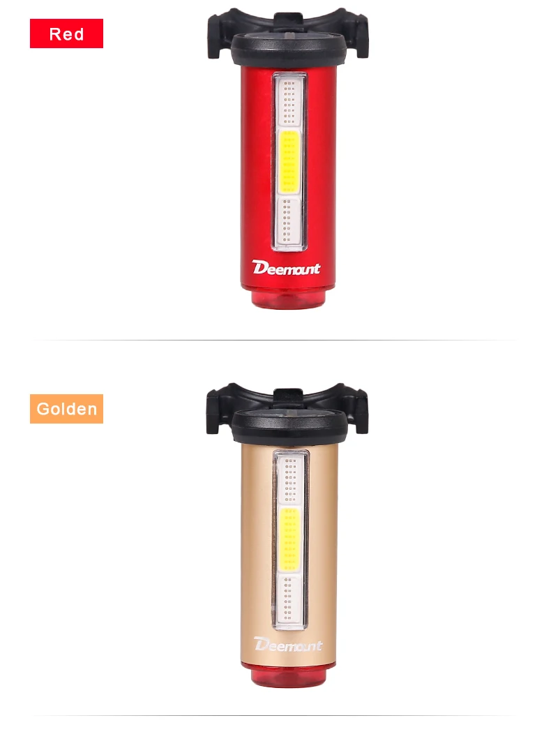 Best Deemount Hot New Bicycle Tail Light 3 Colors in 1 Lamp LED COB Visual Warning Bike Rear Lantern 100LM 850aAH Rechargeable 10