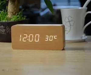 FiBiSonic Деревянный Будильник с контролем температуры и звука светодиодные цифровые часы Электронный Настольный будильник - Цвет: Bamboo White