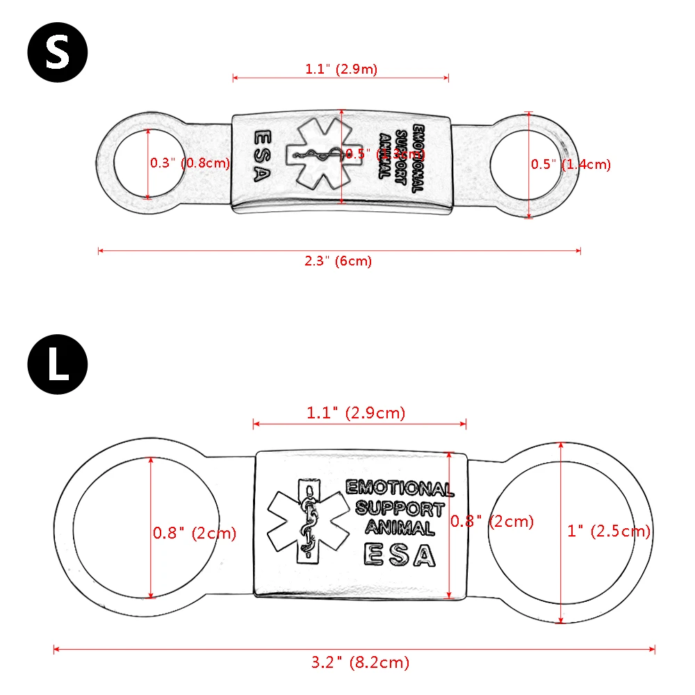 Бирка для ошейника, ожерелье из нержавеющей стали для собак, кошек, домашних животных, ID бирки, подвеска ESA, душевная поддержка с резиновыми аксессуарами для собак