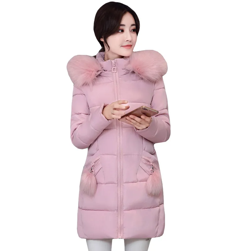 Fur Collar Plus Size 3XL Women 2018 Winter Hooded Coat