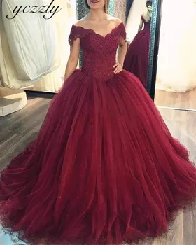 

Burgundy Wedding Dress Vintage Off-shoulder Ball Gown Lace Appliques Arabic Wedding Dresses Plus Size Long Bridal Dress Gelinlik