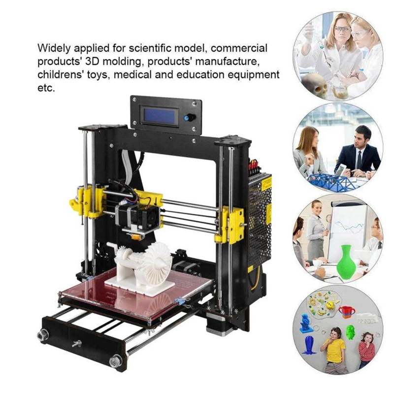 Zrprinting 3d принтер Prusa i3 Reprap+ MK8 экструдер, MK3 Heatbed, ЖК-контроллер, печать с отказом питания