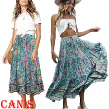 Женские юбки для отпуска женская летняя сумка для пляжа юбки цветочный, отпечатанный, винтажный летний юбки-солнце