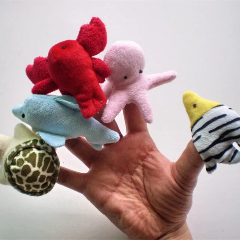 10 шт./лот морские животные Палец Кукольный морское животное плюшевое мягкие игрушки обучающая ткань кукла подарок для ребенка игрушки
