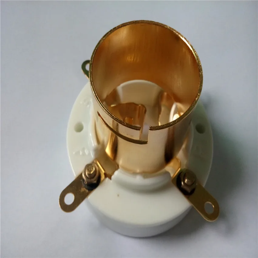 1pcs ceramic tube socket seat GZC4 3B G 4 pin seat tube socket golden