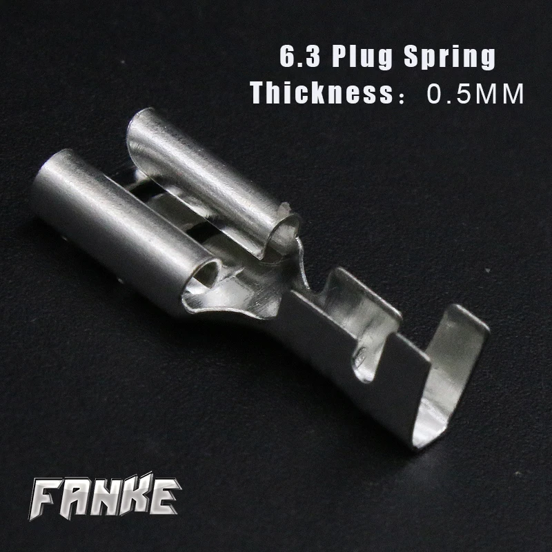 

100pcs/lot Tin-Plated 6.3 Plug Spring (Thickness:0.5MM) Non-insulated Cold Wire Terminals Enable Plug-pull Car Speaker Terminals