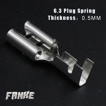 

100pcs/lot Tin-Plated 6.3 Plug Spring (Thickness:0.5MM) Non-insulated Cold Wire Terminals Enable Plug-pull Car Speaker Terminals