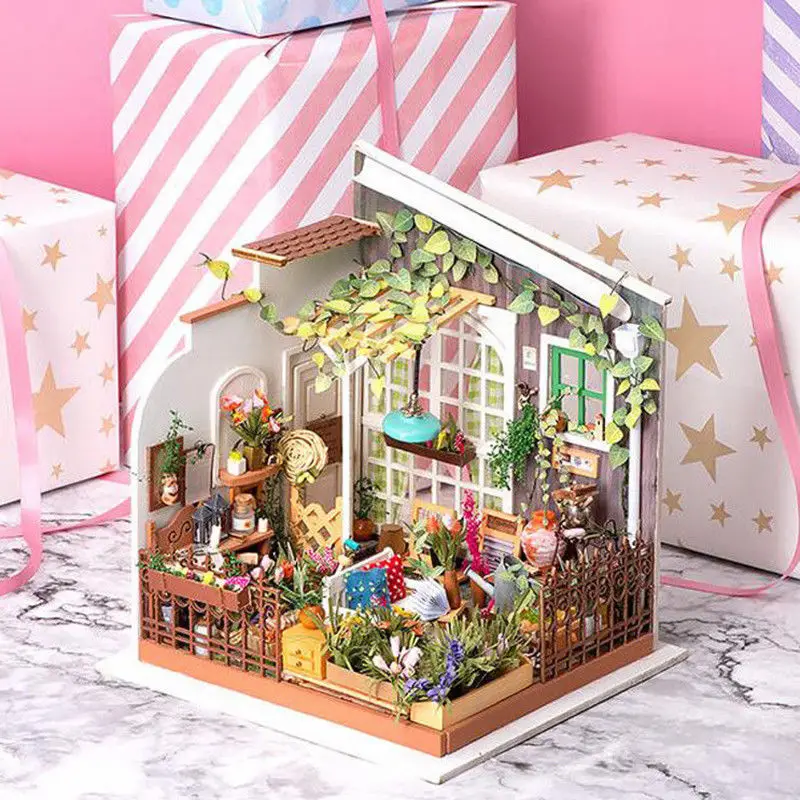 

Robud Dropshipping DIY Miniature House Miller's Garden Wooden Doll House with Furniture & Light Best Gifts for Girls.