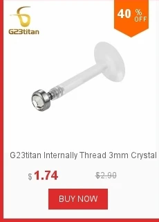 G23titan внутренняя нить 4 мм беруши с кристаллами туннель для Tragus Anti Helix Conch Daith titanium украшение для пирсинга губ