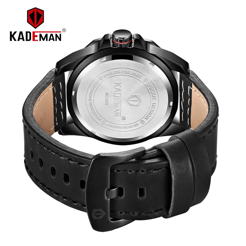Уникальные мужские часы Роскошные водонепроницаемые спортивные часы Лидирующий бренд KADEMAN кварцевые автоматические военные наручные часы Relogio Masculino2019