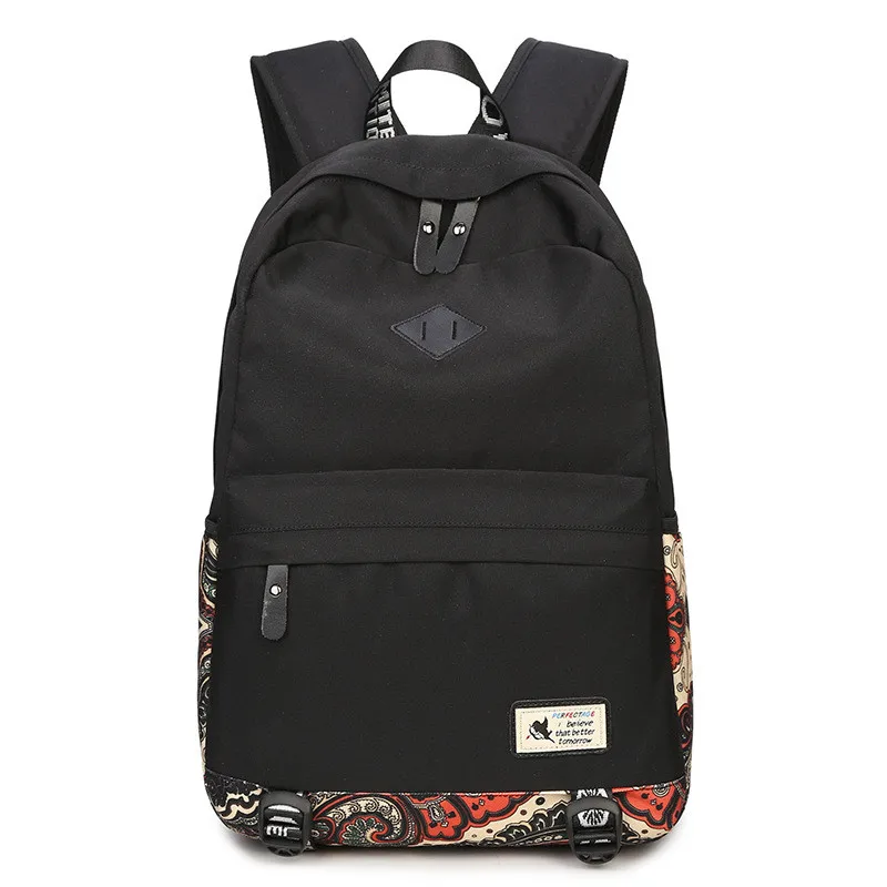 

Vintage print Backpack Women School Bags for Teenage Girls black Travel Backpacks Female Laptop Backpack mochila feminina