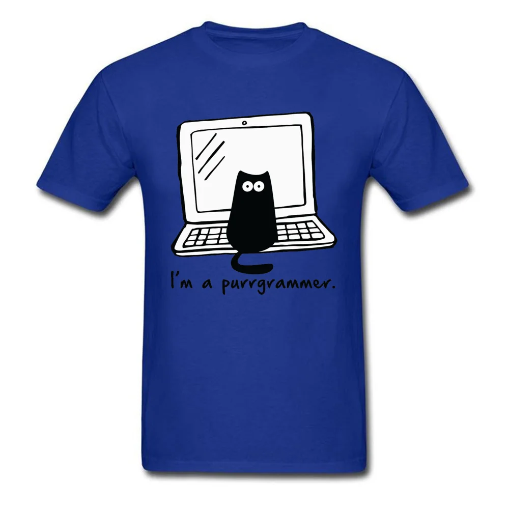 Веселые футболки Hacker Purrgrammer Car 100% хлопок Мужская футболка Классическая процедура