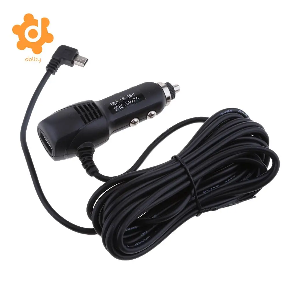 dolity DC8/36V to 5V2A Car Lighter Charger Quick Charge Mini USB Left Cable GPS DVR