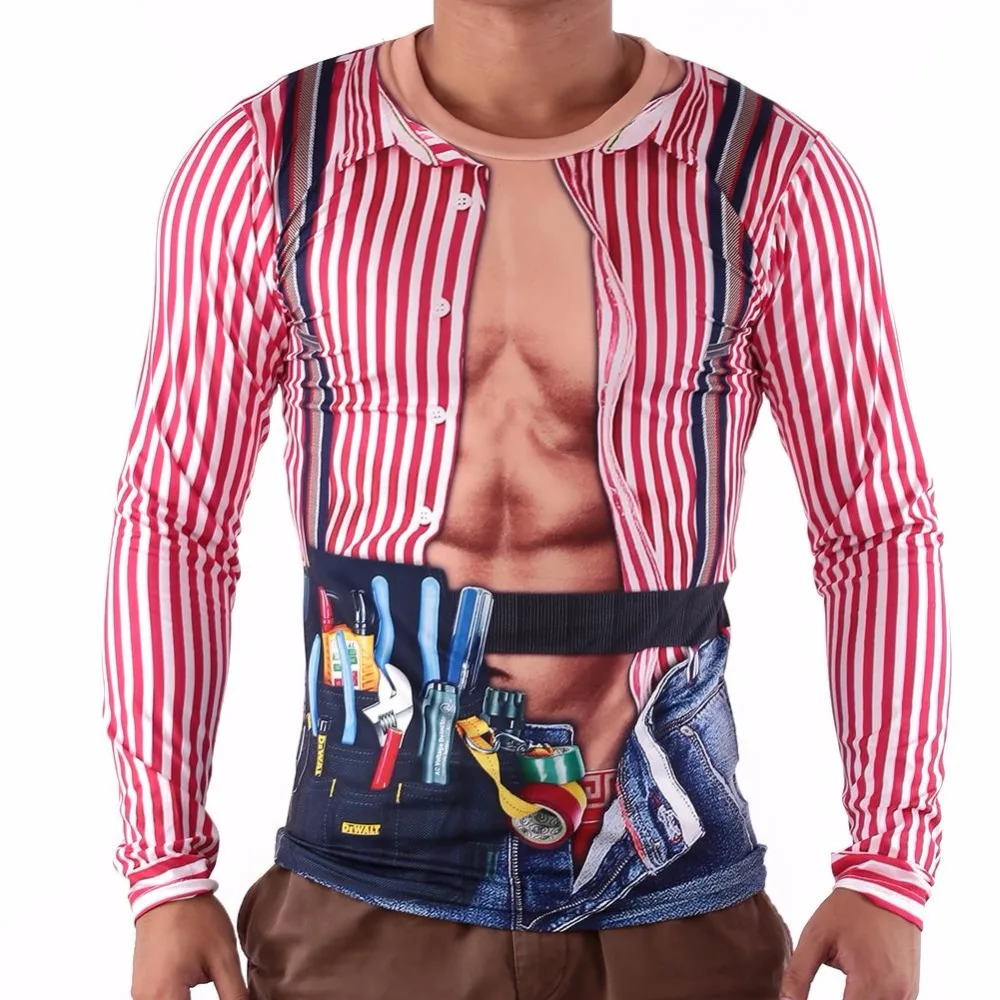 muscle printed shirt long sleeve