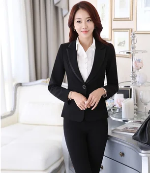 

Plus Size 4XL Formal Uniform Design Professional Business Women Suits Jackets And Pants Autumn Winter Pantsuits Trousers Set