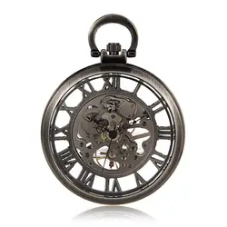 Мужские Роскошные Механические часы со скелетом, с ручным заводом, классные военные римские цифры, женские карманные часы, круглые