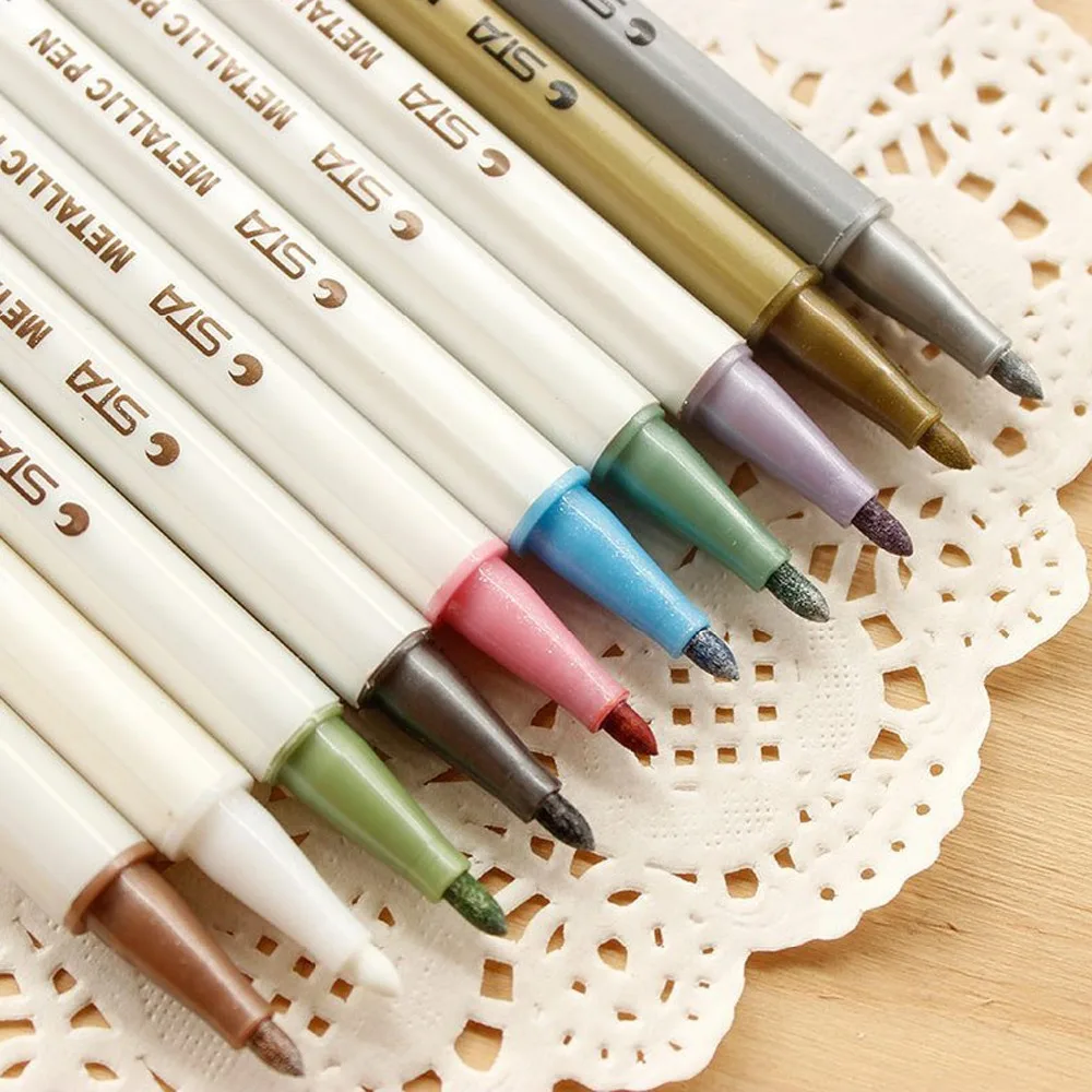 10 Pcs/lot Doodle Drawing Marker Pens Metallic Pen For Black Paper