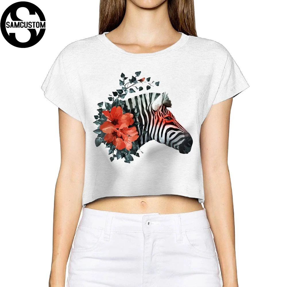 SAMCUSTOM Camisetas настоящий короткий 3D принт лошадь и Роза летняя модная уличная