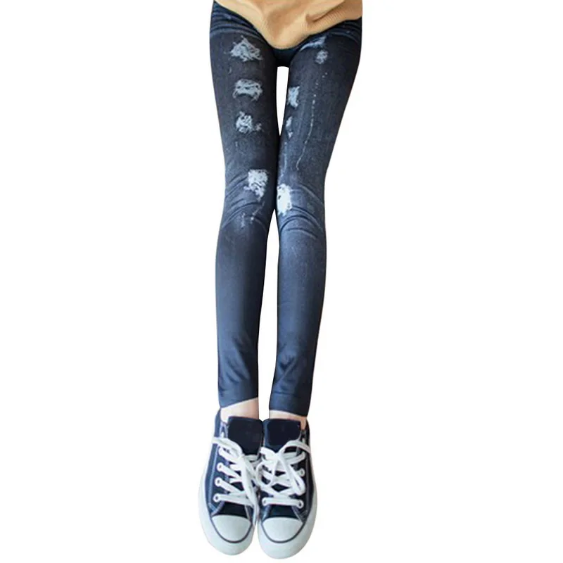 HEFLASHOR, модные женские леггинсы со снежинками, обтягивающие, потертые, эластичные, женские джинсы, штаны, винтажные, джинсовые штаны, сексуальные леггинсы - Цвет: 3A