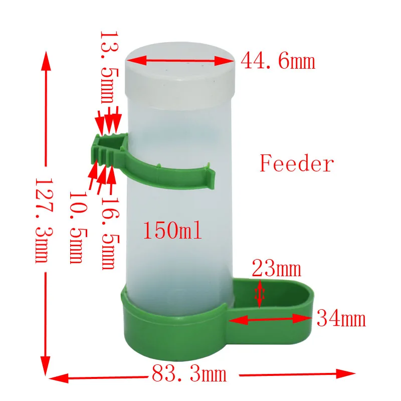 Поилка для птиц с попугаем, кормушка для полива, пластиковая с зажимом для волнистого попугайчика, 60 мл, 90 мл, 140 мл, 150 мл, 20 шт