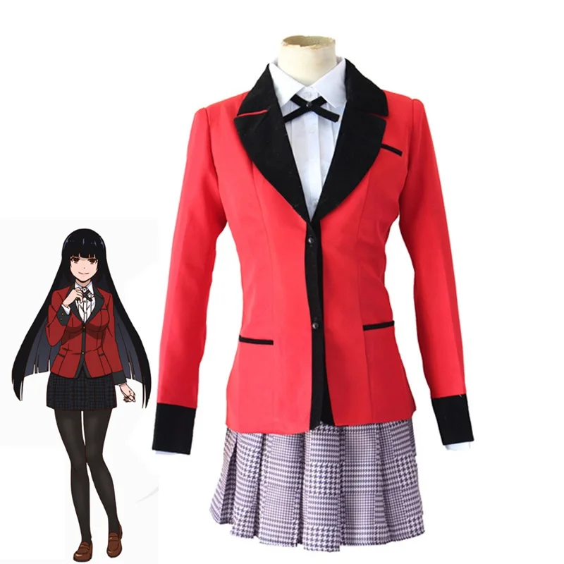 Coshome Kakegurui Compulsive Gambler  Jabami Yumeko Igarashi Sayaka Cosplay Costumes School Girls Uniforms Coat Shirt Skirt Outfit Set (5)