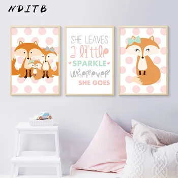 

Fox Family Nursery Quotes Wall Art Canvas Poster Painting Woodland Animal Print Nordic Decoration Picture Baby Bedroom Decor