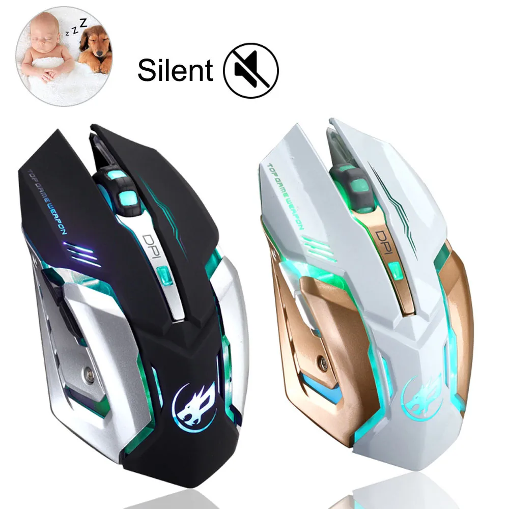 

EPULA Rechargeable T1 Professional Game Wireless Mouse Silent LED Backlit Version USB Optical Ergonomic Gaming PC Laptop Mouse