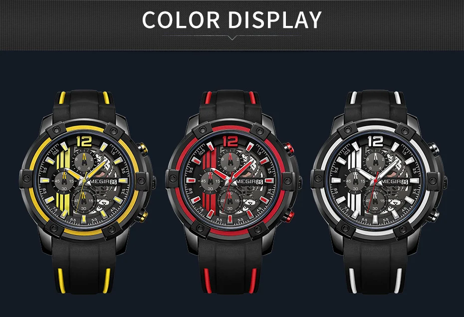 Новейший MEGIR креативный большой цифровой хронограф мужские спортивные часы военные кварцевые часы мужские часы Relogio Masculino Reloj Hombre