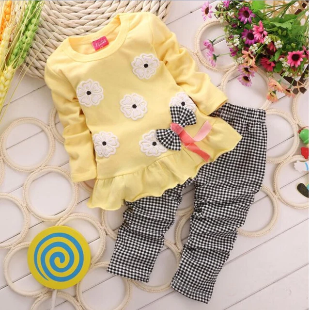 Autumn Spring Children Girl Clothing Long SLeeve Set Heart Flower ...