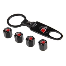 4Pcs +1KeyChain Car Styling Tire Valve Caps S Logo Emblem Tyre Air Stems Cap Auto Tire Accessories
