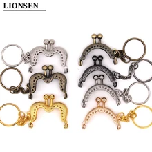 Lionsen 4cm Metal Coin Purse Bag Change Purse Frame with Keychain 5 colors Frame Kiss Clasp Lock DIY Craft wallet accessaries