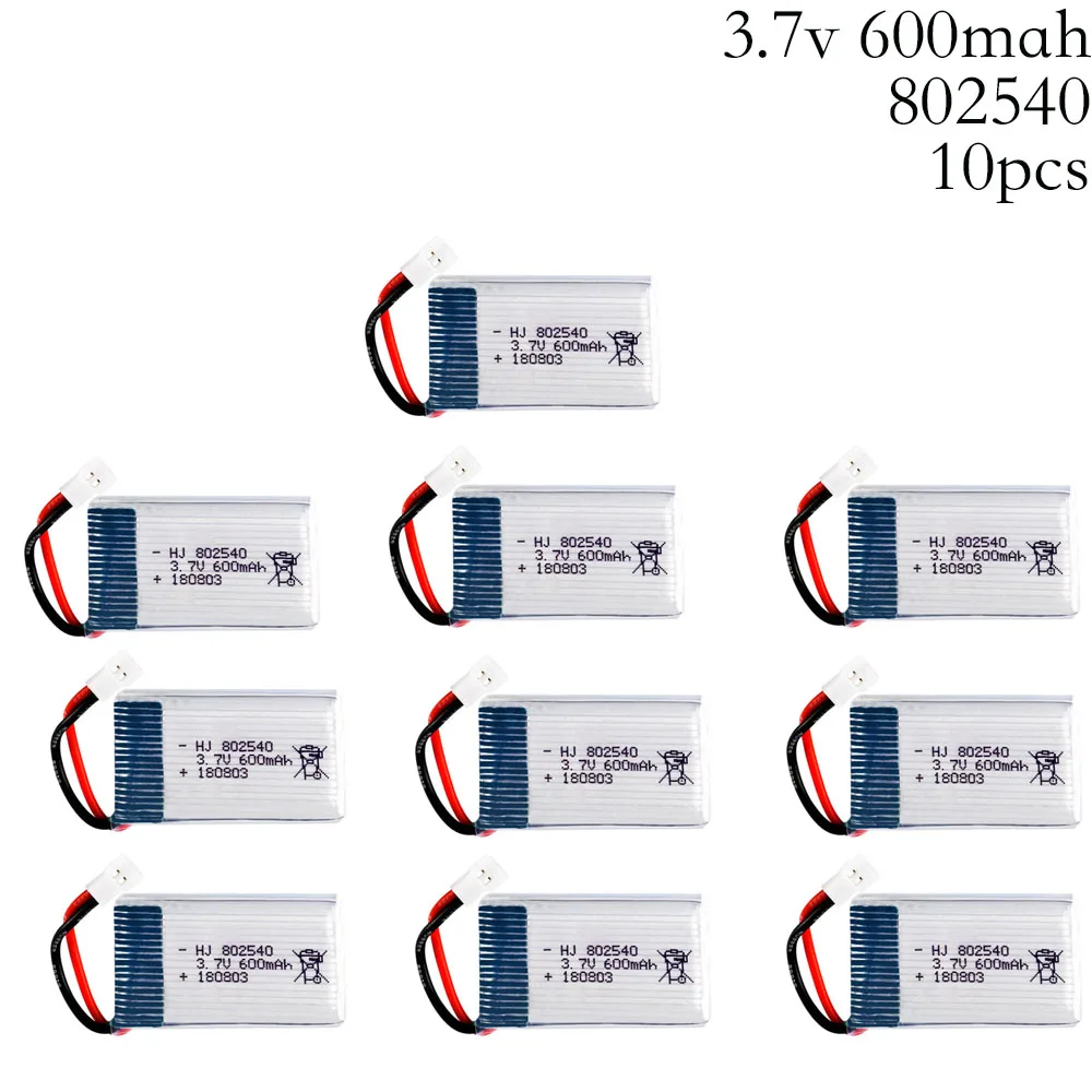 

10 pcs/lot 3.7V 600mAh Lipo Battery for Syma X5C X5 X5SW /syma x5c Upgraded 600mAh battery Register 802540 3.7 v 600 mah 10pcs