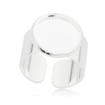 

Adjustable Finger Ring Blanks Setting 14MM, Silver Plated Metal Ring Findings with Round Bezel-10011701