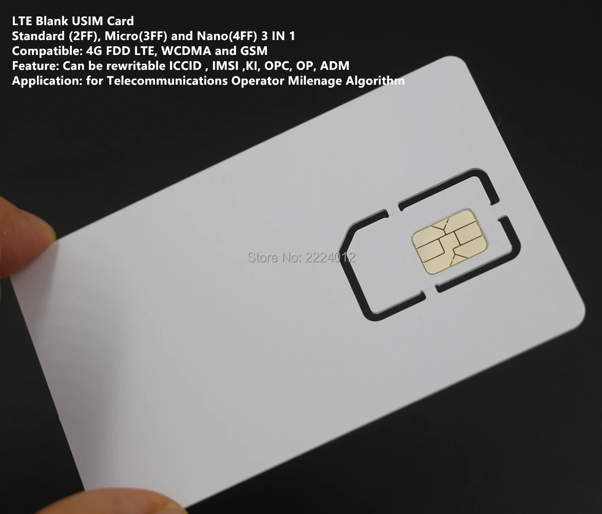 500 шт. SIM-карта USIM 4G LTE WCDMA GSM пустая Мини Nano micro записываемая программируемая для