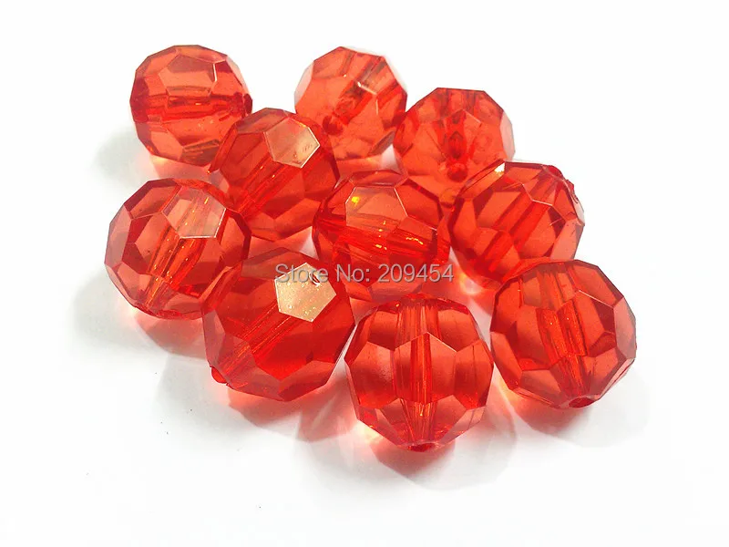 

(Choose Size First) 10mm/12mm/14mm/16mm/18mm/20 Red Transparent Big Faceted Acrylic Chunky Beads