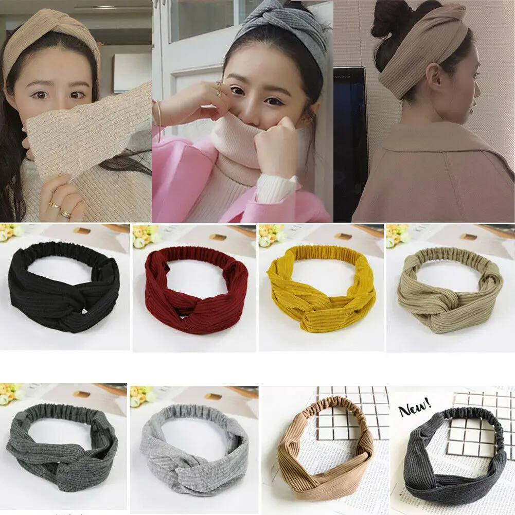 

Fashion Womens Headband Twist Hairband Bow Knot Cross Tie Velvet Headwrap Hair Band Hoop