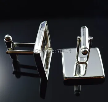 

Blank Cufflinks Settings with Square Deep Wall Bezel Cabochons Bases Men's Metal Cuff links Findings Rhodium tone Plated