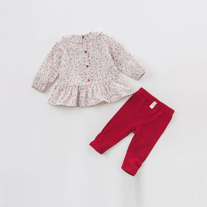 DB7369 dave bella/весенние комплекты одежды для маленьких девочек; Детский костюм с цветочным рисунком; одежда для малышей; одежда высокого качества