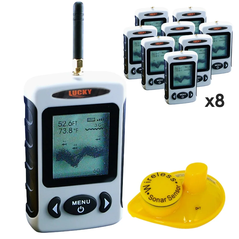 

8 pieces x LUCKY Wireless Professional 45 Meter(148ft) Fish Finder Fishfinder with Sonar Sensor Sea Bed Contour,lot of 8