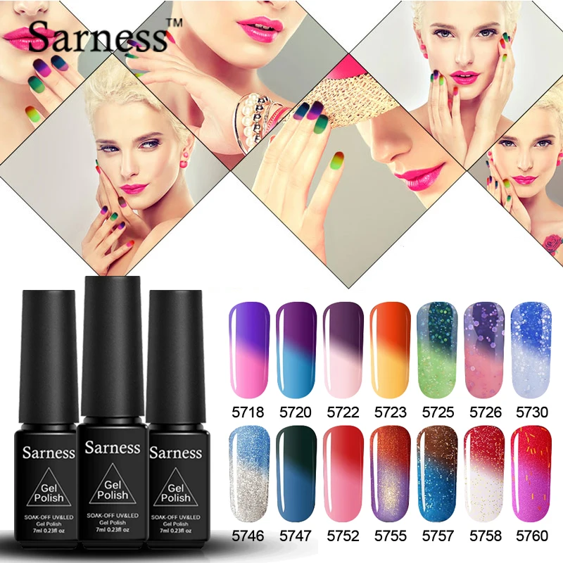 

Sarness Thermo Gel Lacquer Temperature Change Color Gel Nail Polish Chameleon Nails Soak Off Long Lasting UV Lucky Gel Varnish